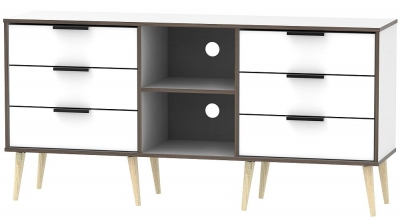 Product photograph of Hong Kong White 150cm Tv Unit With Wooden Legs from Choice Furniture Superstore