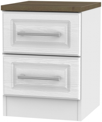 Product photograph of Kent 2 Drawer Bedside Cabinet - White Ash And Oak from Choice Furniture Superstore