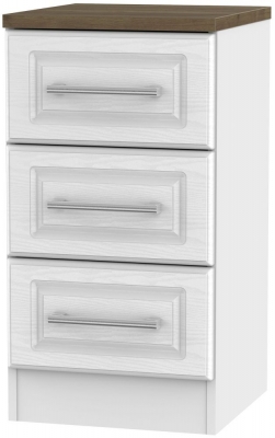 Product photograph of Kent White And Oak 3 Drawer Beside Cabinet from Choice Furniture Superstore
