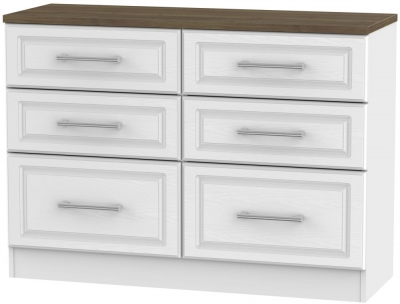 Product photograph of Kent White And Oak 6 Drawer Midi Chest from Choice Furniture Superstore