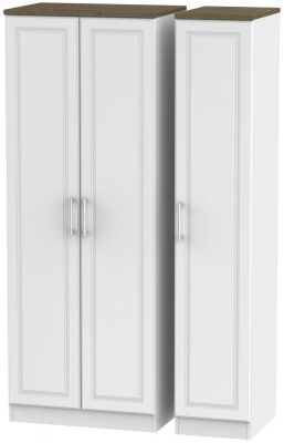 Product photograph of Kent 3 Door Tall Wardrobe - White Ash And Oak from Choice Furniture Superstore