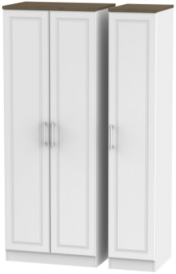 Product photograph of Kent White And Oak 3 Door Tall Triple Wardrobe from Choice Furniture Superstore