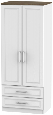 Product photograph of Kent White And Oak 2 Door 2 Drawer Double Wardrobe from Choice Furniture Superstore