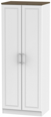 Product photograph of Kent White And Oak 2 Door Plain Tall Wardrobe from Choice Furniture Superstore