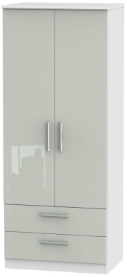 Product photograph of Knightsbridge Cashmere Gloss And White 2 Door 2 Drawer Double Wardrobe from Choice Furniture Superstore