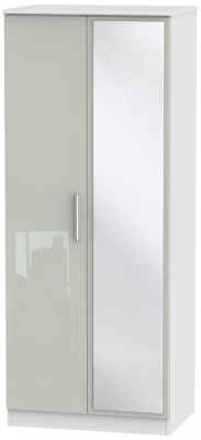 Product photograph of Knightsbridge Cashmere Gloss And White 2 Door Wardrobe - 1 Mirror from Choice Furniture Superstore