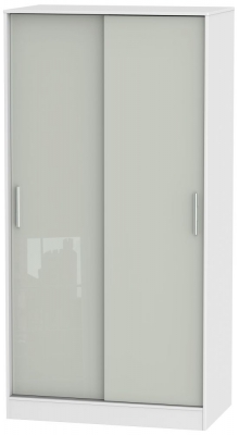 Product photograph of Knightsbridge Cashmere Gloss And White 2 Door Sliding Wardrobe from Choice Furniture Superstore