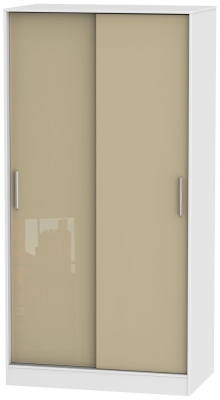 Product photograph of Knightsbridge Mushroom And White 2 Door Sliding Wardrobe from Choice Furniture Superstore