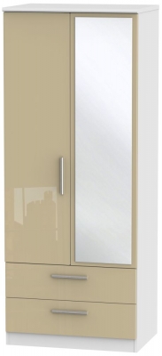 Product photograph of Knightsbridge Mushroom And White 2 Door Tall Combi Wardrobe - 1 Mirror from Choice Furniture Superstore