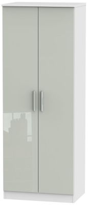 Product photograph of Knightsbridge Cashmere Gloss And White 2 Door Plain Tall Wardrobe from Choice Furniture Superstore
