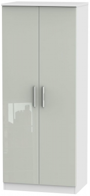 Product photograph of Knightsbridge Cashmere Gloss And White 2 Door Plain Wardrobe from Choice Furniture Superstore