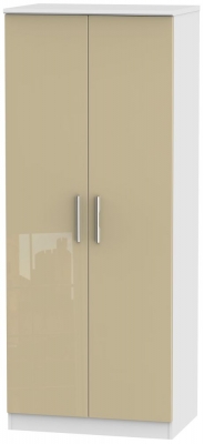 Product photograph of Knightsbridge Mushroom And White 2 Door Plain Wardrobe from Choice Furniture Superstore