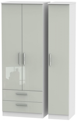 Product photograph of Knightsbridge Cashmere Gloss And White 3 Door Tall Triple Wardrobe - Lhf 2 Drawers from Choice Furniture Superstore