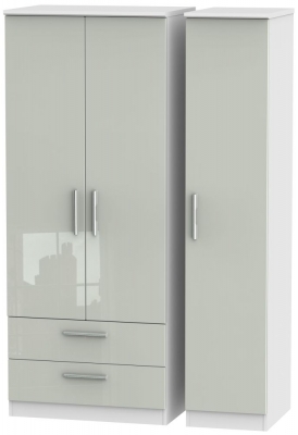 Product photograph of Knightsbridge Cashmere Gloss And White 3 Door Triple Wardrobe - Lhf 2 Drawers from Choice Furniture Superstore