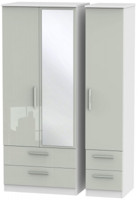 Product photograph of Knightsbridge 3 Door 4 Drawer Combi Wardrobe - High Gloss Kaschmir And White from Choice Furniture Superstore