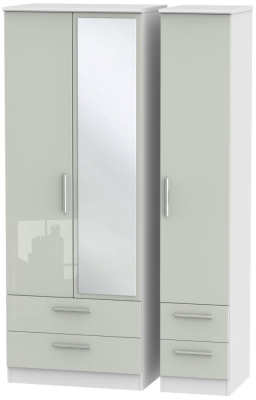 Product photograph of Knightsbridge 3 Door 4 Drawer Tall Combi Wardrobe - High Gloss Kaschmir And White from Choice Furniture Superstore