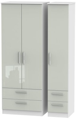 Product photograph of Knightsbridge 3 Door 4 Drawer Tall Wardrobe - High Gloss Kaschmir And White from Choice Furniture Superstore