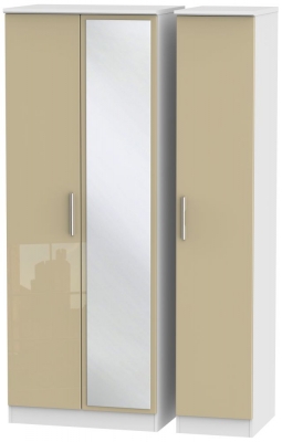 Product photograph of Knightsbridge Mushroom And White 3 Door Tall Triple Wardrobe - 1 Mirror from Choice Furniture Superstore