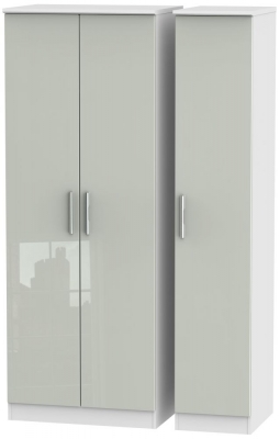 Product photograph of Knightsbridge 3 Door Tall Wardrobe - High Gloss Kaschmir And White from Choice Furniture Superstore