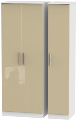 Product photograph of Knightsbridge 3 Door Tall Wardrobe - High Gloss Mushroom And White from Choice Furniture Superstore