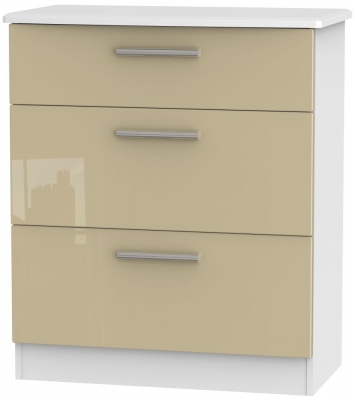 Product photograph of Knightsbridge 3 Drawer Deep Chest - High Gloss Mushroom And White from Choice Furniture Superstore