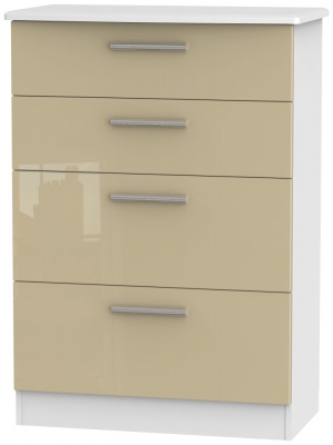 Product photograph of Knightsbridge 4 Drawer Deep Chest - High Gloss Mushroom And White from Choice Furniture Superstore