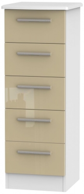 Product photograph of Knightsbridge Mushroom And White 5 Drawer Narrow Chest from Choice Furniture Superstore