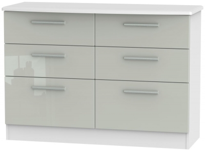 Product photograph of Knightsbridge Cashmere Gloss And White 6 Drawer Midi Chest from Choice Furniture Superstore