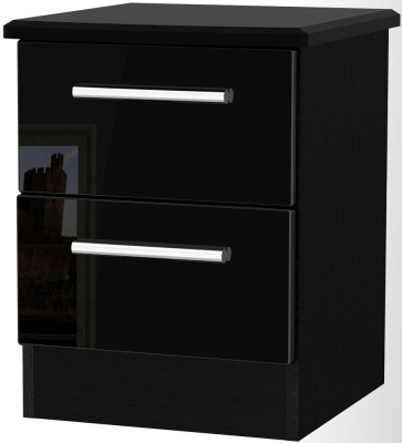 Product photograph of Knightsbridge Black Gloss 2 Drawer Bedside Cabinet from Choice Furniture Superstore