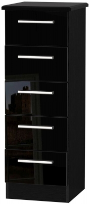 Product photograph of Knightsbridge Black Gloss 5 Drawer Narrow Chest from Choice Furniture Superstore