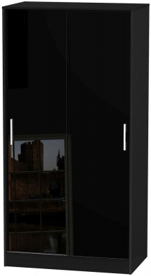 Product photograph of Knightsbridge 2 Door Sliding Wardrobe - High Gloss Black from Choice Furniture Superstore