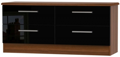 Knightsbridge Black Gloss And Walnut Effect Bed Box