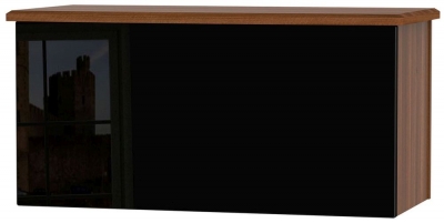 Product photograph of Knightsbridge Black Gloss And Walnut Effect Blanket Box from Choice Furniture Superstore