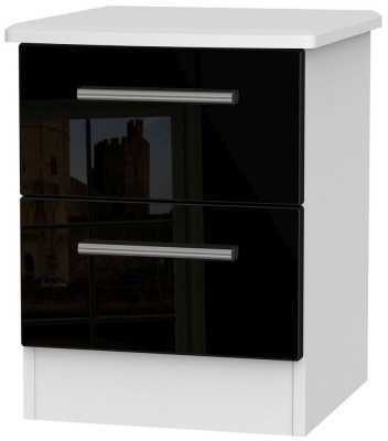 Product photograph of Knightsbridge Black Gloss And White 2 Drawer Bedside Cabinet from Choice Furniture Superstore