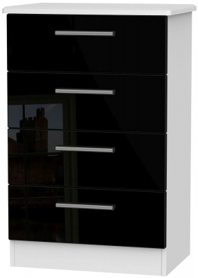 Product photograph of Knightsbridge Black Gloss And White 4 Drawer Midi Chest from Choice Furniture Superstore