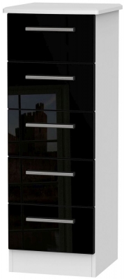 Product photograph of Knightsbridge Black Gloss And White 5 Drawer Narrow Chest from Choice Furniture Superstore
