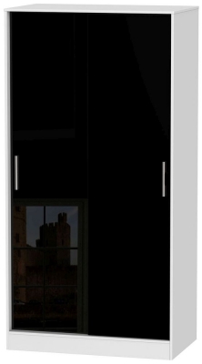 Product photograph of Knightsbridge Black Gloss And White 2 Door Sliding Wardrobe from Choice Furniture Superstore