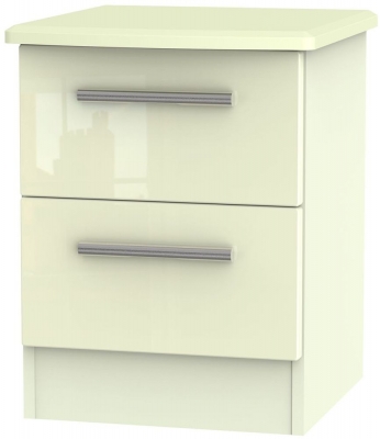 Product photograph of Knightsbridge Cream Gloss 2 Drawer Bedside Cabinet from Choice Furniture Superstore