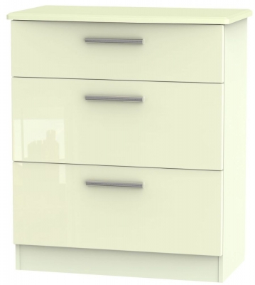 Product photograph of Knightsbridge Cream Gloss 3 Drawer Deep Chest from Choice Furniture Superstore