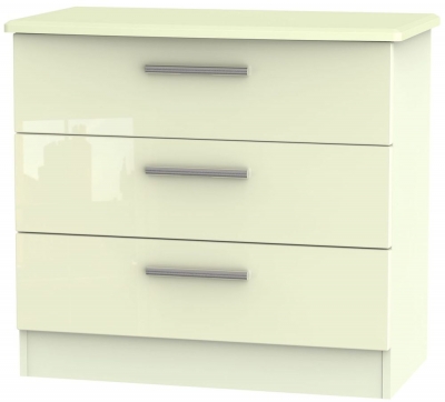 Product photograph of Knightsbridge 3 Drawer Chest - High Gloss Cream from Choice Furniture Superstore