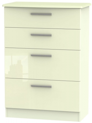 Product photograph of Knightsbridge Cream Gloss 4 Drawer Deep Chest from Choice Furniture Superstore