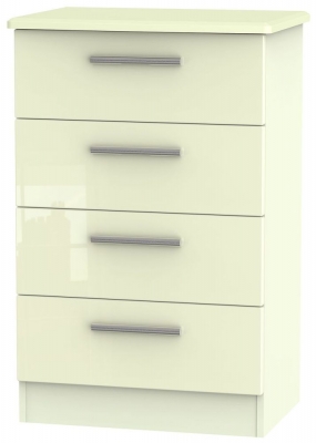 Product photograph of Knightsbridge Cream Gloss 4 Drawer Midi Chest from Choice Furniture Superstore