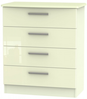 Product photograph of Knightsbridge 4 Drawer Chest - High Gloss Cream from Choice Furniture Superstore