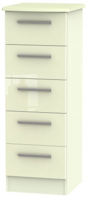 Product photograph of Knightsbridge Cream Gloss 5 Drawer Narrow Chest from Choice Furniture Superstore