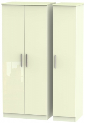 Product photograph of Knightsbridge Cream Gloss 3 Door Triple Wardrobe from Choice Furniture Superstore