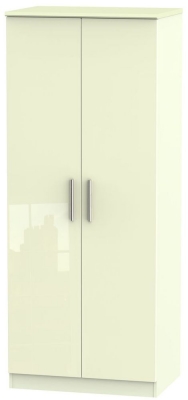 Image of Knightsbridge Cream Gloss 2 Door Plain Wardrobe