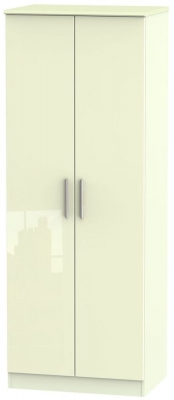 Product photograph of Knightsbridge Cream Gloss 2 Door Plain Tall Wardrobe from Choice Furniture Superstore