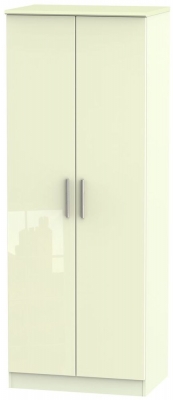 Product photograph of Knightsbridge 2 Door Tall Hanging Wardrobe - High Gloss Cream from Choice Furniture Superstore