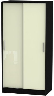 Product photograph of Knightsbridge 2 Door Sliding Wardrobe - High Gloss Cream And Black from Choice Furniture Superstore