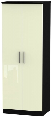 Product photograph of Knightsbridge 2 Door Tall Hanging Wardrobe - High Gloss Cream And Black from Choice Furniture Superstore